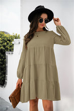 Load image into Gallery viewer, Balloon Sleeve Keyhole Tiered Dress
