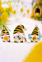 Load image into Gallery viewer, 3-Pack Bee Wood Gnome Ornaments
