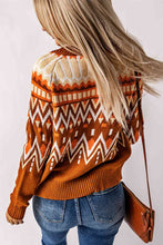 Load image into Gallery viewer, Geometric Button Down Round Neck Cardigan
