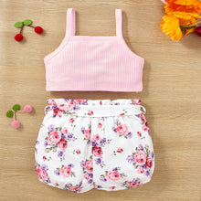 Load image into Gallery viewer, Decorative Button Tank and Floral Shorts Set
