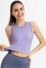 Load image into Gallery viewer, Ribbed Crisscross Round Neck Cropped Sports Tank
