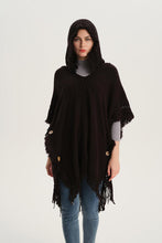 Load image into Gallery viewer, Fringe Hem Hooded Poncho
