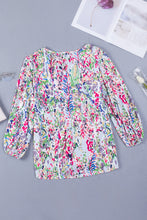 Load image into Gallery viewer, Printed Round Neck Balloon Sleeve Blouse
