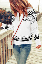 Load image into Gallery viewer, Zip-Up Mock Neck Dropped Shoulder Pullover Sweater

