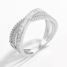 Load image into Gallery viewer, X Shape Inlaid Zircon 925 Sterling Silver Ring
