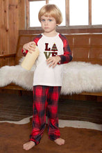 Load image into Gallery viewer, LOVE Graphic Top and Plaid Pants Set
