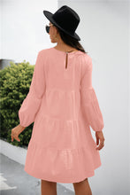 Load image into Gallery viewer, Balloon Sleeve Keyhole Tiered Dress
