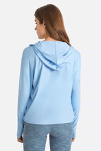 Load image into Gallery viewer, Zip Up Dropped Shoulder Hooded Sports Jacket
