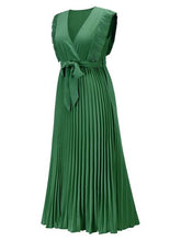 Load image into Gallery viewer, Tied Surplice Cap Sleeve Pleated Dress
