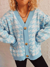 Load image into Gallery viewer, Houndstooth Botton Front  Cardigan with Pockets
