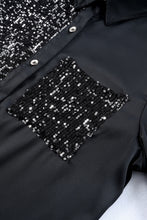 Load image into Gallery viewer, Sequin Button Front High-Low Shirt Dress
