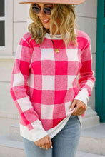 Load image into Gallery viewer, Checkered Ribbed Trim Knit Pullover
