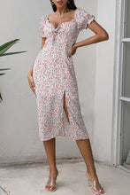 Load image into Gallery viewer, Ditsy Floral Puff Sleeve Slit Dress
