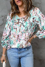Load image into Gallery viewer, Printed Round Neck Balloon Sleeve Blouse
