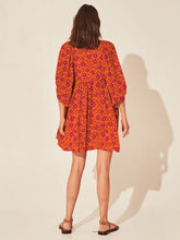 Load image into Gallery viewer, Floral Tie Neck Balloon Sleeve Dress
