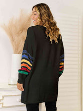 Load image into Gallery viewer, Striped Open Front Dropped Shoulder Cardigan
