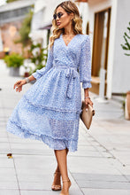 Load image into Gallery viewer, Leopard Surplice Tie Belt Slit Dress
