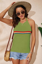 Load image into Gallery viewer, Rainbow Stripe Halter Neck Knit Tank
