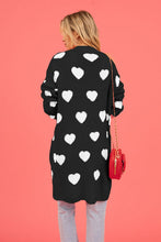 Load image into Gallery viewer, Heart Graphic Open Front Cardigan with Pockets
