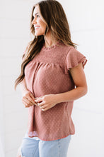 Load image into Gallery viewer, Polka Dot Smocked Flutter Sleeve Blouse
