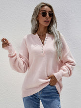 Load image into Gallery viewer, Half Button Long Sleeve Henley Sweater

