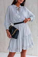 Load image into Gallery viewer, Polka Dot Tassel Tie Ruffle Hem Dress
