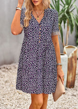 Load image into Gallery viewer, Floral Buttoned Puff Sleeve Dress
