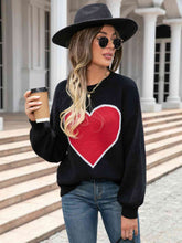 Load image into Gallery viewer, Heart Graphic Round Neck Sweater

