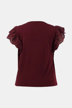 Load image into Gallery viewer, Plus Size Flutter Lace Sleeve Round Neck Top
