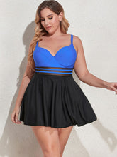 Load image into Gallery viewer, Plus Size Two-Tone Swim Dress and Bottoms Set

