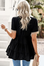 Load image into Gallery viewer, Contrast Short Sleeve Tiered Blouse
