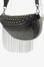 Load image into Gallery viewer, Adored PU Leather Studded Sling Bag with Fringes
