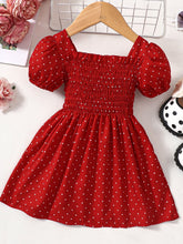 Load image into Gallery viewer, Baby Girl Printed Square Neck Smocked Dress
