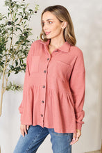 Load image into Gallery viewer, Heimish Full Size Waffle-Knit Button Down Blouse
