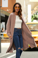 Load image into Gallery viewer, Open Front Long Sleeve Slit Hooded Cardigan
