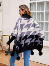 Load image into Gallery viewer, Turtleneck Pom-Pom Trim Poncho
