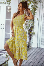 Load image into Gallery viewer, Ditsy Floral Smocked One-Shoulder Dress
