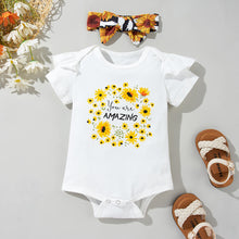 Load image into Gallery viewer, Baby Girl Graphic Ruffle Shoulder Bodysuit and Bloomer Set
