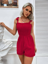 Load image into Gallery viewer, Smocked Frill Trim Tie-Shoulder Romper
