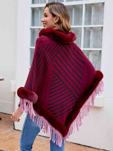 Load image into Gallery viewer, Striped Fringe Hem Poncho
