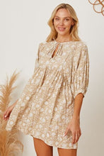 Load image into Gallery viewer, Floral Tie Neck Ruched Babydoll Dress
