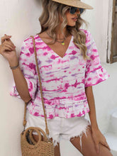 Load image into Gallery viewer, Tie-Dye V-Neck Peplum Top
