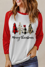 Load image into Gallery viewer, Christmas Tree Graphic Round Neck Long Sleeve T-Shirt
