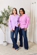 Load image into Gallery viewer, Zenana Full Size Texture Button Up Raw Hem Long Sleeve Shirt
