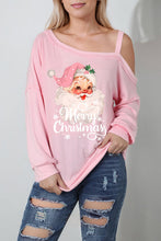 Load image into Gallery viewer, MERRY CHRISTMAS Graphic Asymmetrical Neck Top
