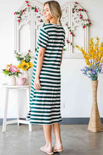 Load image into Gallery viewer, Striped V-Neck Short Sleeve Side Slit Dress
