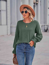 Load image into Gallery viewer, Round Neck Flounce Sleeve Blouse
