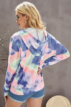Load image into Gallery viewer, Tie-Dye Drawstring Detail Zip Up Hooded Jacket
