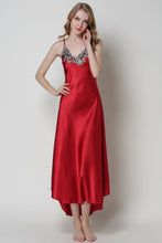 Load image into Gallery viewer, Full Size Lace Trim V-Neck Spaghetti Strap Satin Night Dress
