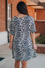 Load image into Gallery viewer, Leopard V-Neck Short Sleeve Mini Dress with Pockets

